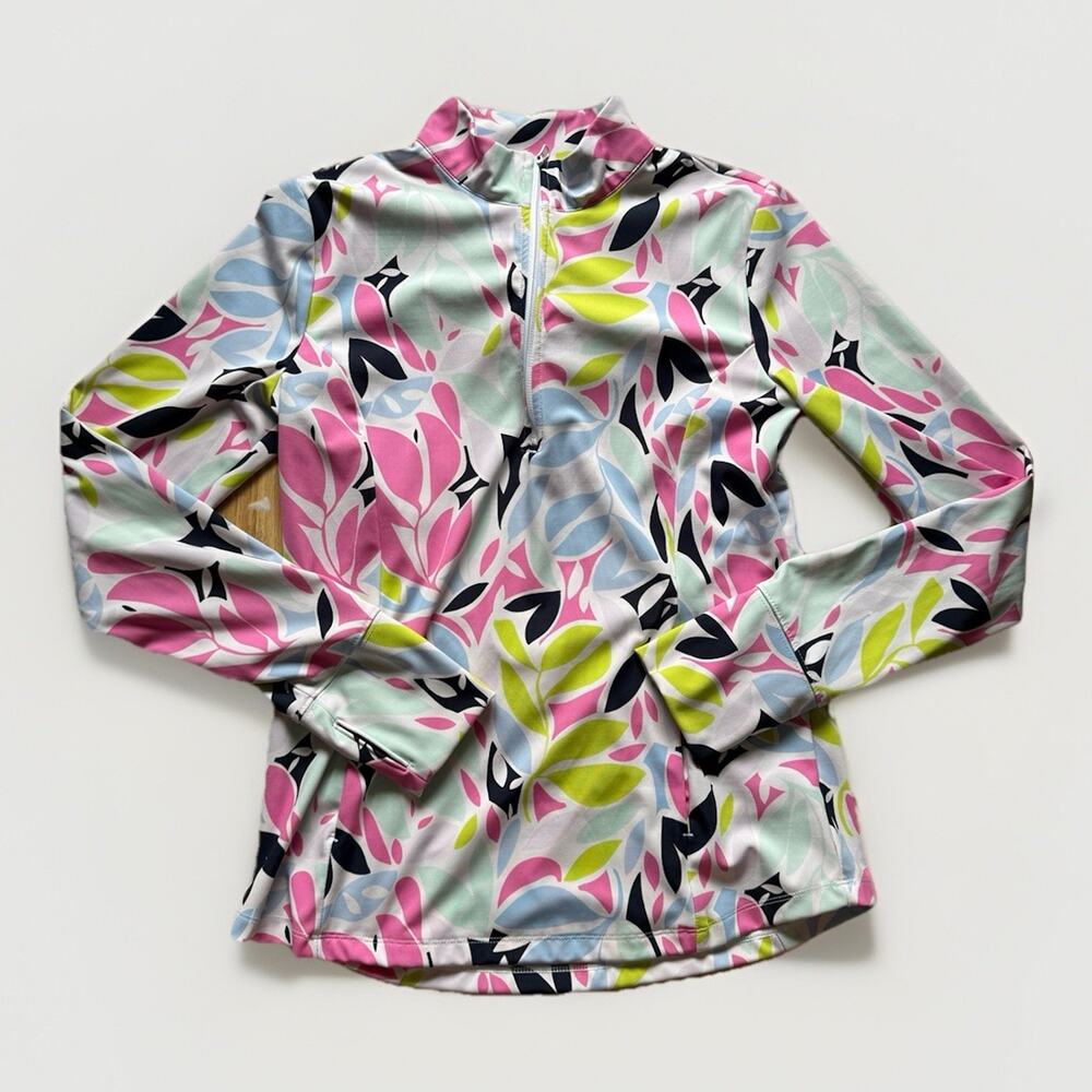 Tommy Bahama Everyday Active UPF 50 Floral 1/4 Zip Golf Tennis Top sz M